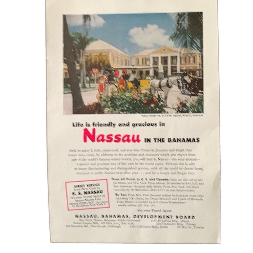 Vintage 1952 Nassau in the Bahamas Friendly Ad Advertisement